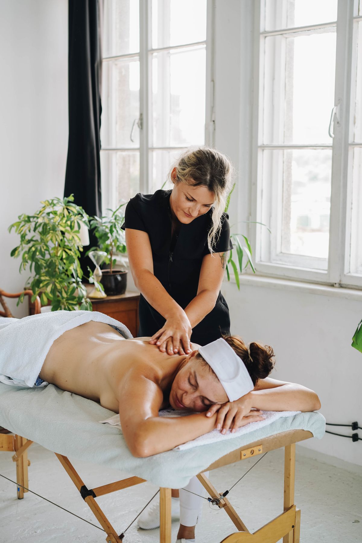 Corporate wellness massage event at the office